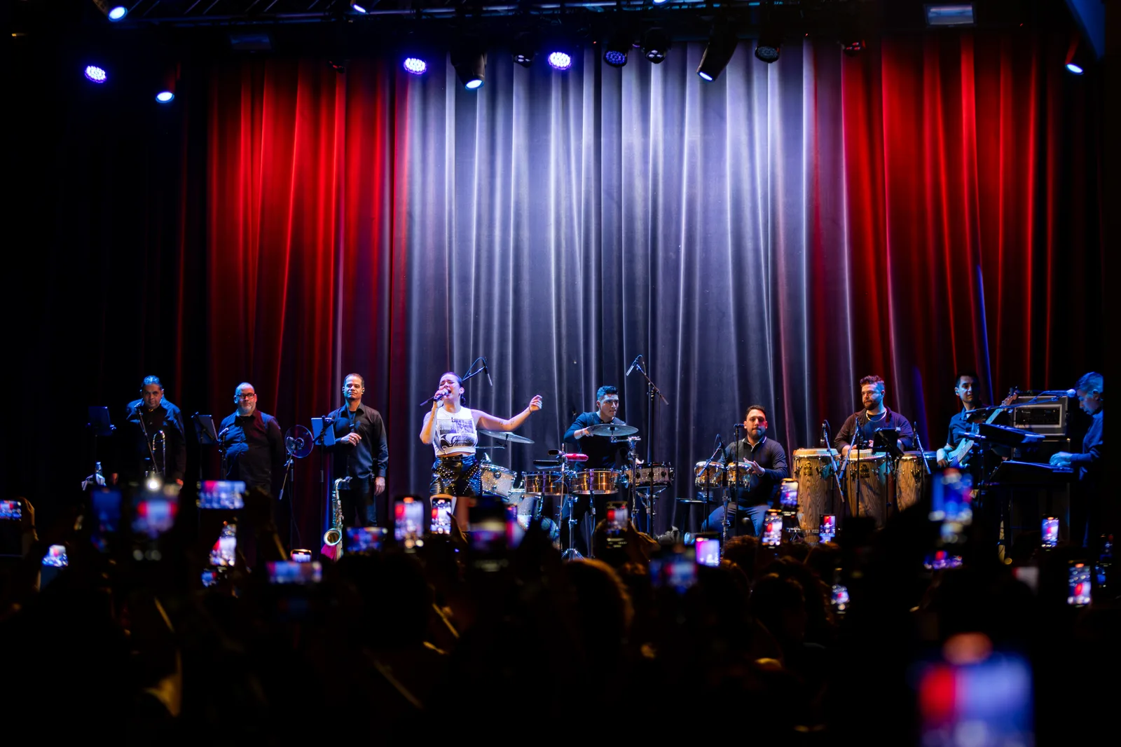 Drum kit on stage before a LIVEST show.