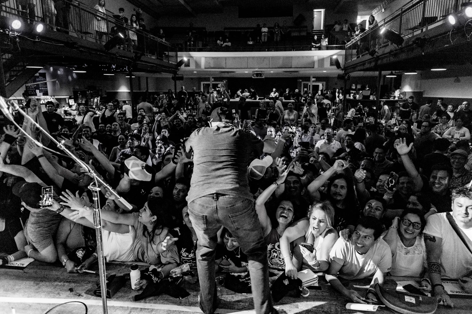 Crowd with hands raised, seen from the back of the venue at a LIVEST show.